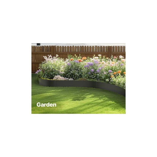 40 in. L x 0.1 in. W x 6 in. H Black Steel Edging Landscape Steel Garden Edging Borders Edging Border 5 Clips (3-Pack)