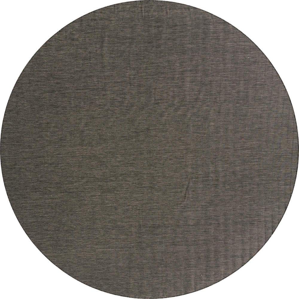 Unique Loom Outdoor Solid Black 13 ft. Round Indoor/Outdoor Area Rug