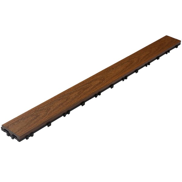 UltraShield Naturale 3 in. x 3 ft. Quick Composite Single Slat Deck Tile in Peruvian Teak (4-Pieces per Box)