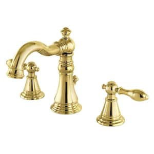 English Classic 8 in. Widespread 2-Handle Bathroom Faucets with Pop-Up Drain iin Polished Brass
