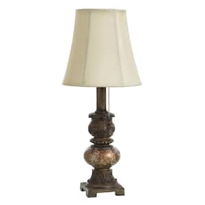 Trieste 18 in. Brown Table Lamp with Cream Fabric Shade