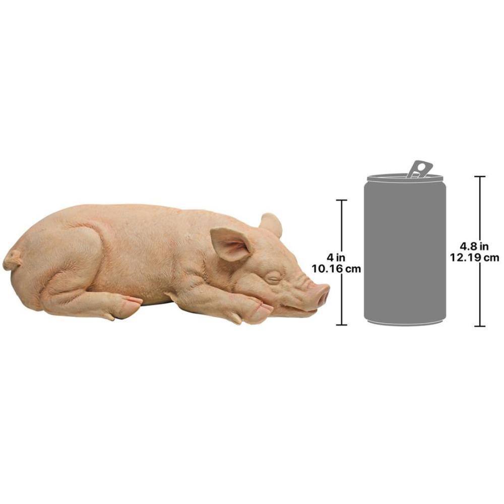 Adorable Beige Resin Sleeping Pig Garden Statue