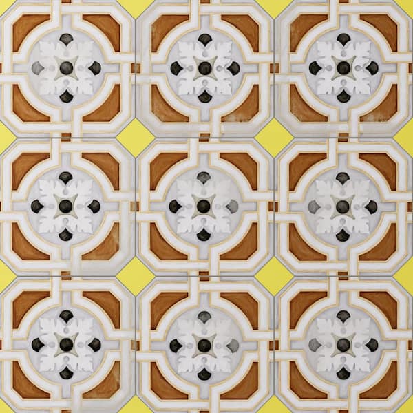 Vaudeville Octagon Deco Zimmer with Taco Lima 8 in. x 8 in. Porcelain Floor and Wall Tile (11.25 sq. ft. /Case)