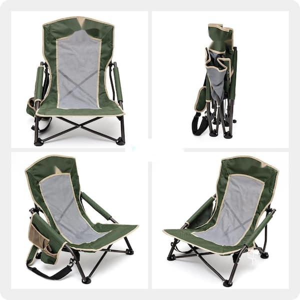 Cisvio Low folding camping chair. Green. 100% polyester. Portable beach chair