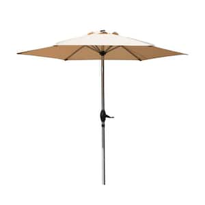 7.5 ft. Market UV Protection Waterproof Patio Umbrella in Beige with Push Button Tilt and Crank, 8 Sturdy Ribs