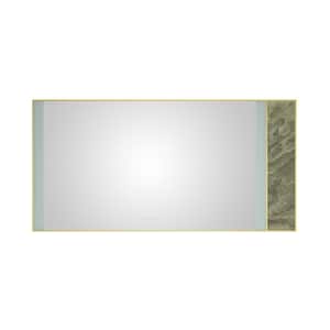 72 in. W x 36 in. H Large Rectangular Stainless Steel Framed Dimmable Wall LED Bathroom Vanity Mirror in Gold Frame