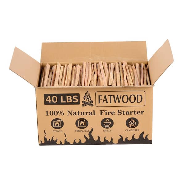 40 Lbs Fatwood Fire Starter Sticks, 100% Natural Kindling wood, Pine Firewood Firestarter for Campfire, Stove, Fireplace