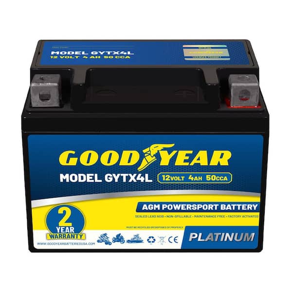 GYTX4L-12-Volt 4 AH, 50 CCA, Rechargeable High-Performance, Maintenance Free, SLA-AGM Battery