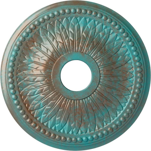 Ekena Millwork 1-1/2 in. x 18 in. x 18 in. Polyurethane Bailey Ceiling Medallion, Copper Green Patina