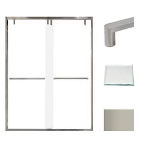 Eden 60 in. W x 80 in. H Sliding Semi-Frameless Shower Door in Brushed Nickel with Low Iron Glass