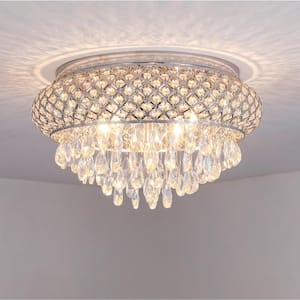 Jackson 5-Light 19.7 in. Chrome Flush Mount With Crystal Shade