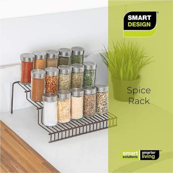 Oak Slate Design Spice / Herb Rack 3 Tier 30 Jar Modern 