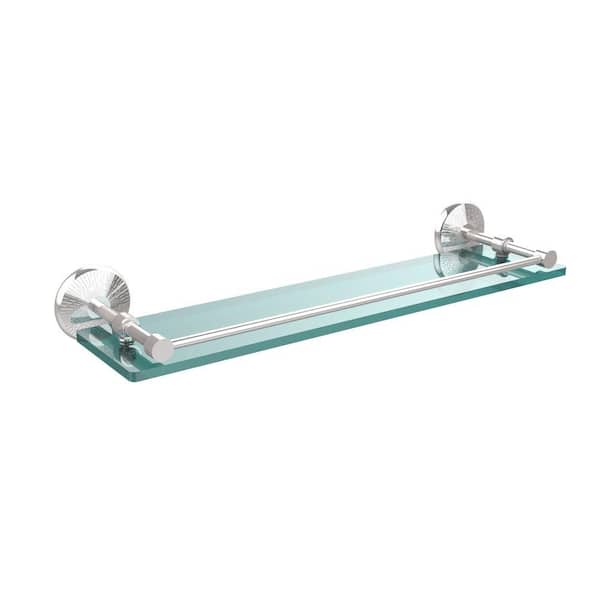 Allied Brass Monte Carlo 22 in. L x 3 in. H x 5 in. W Clear Glass Bathroom Shelf with Gallery Rail in Polished Chrome