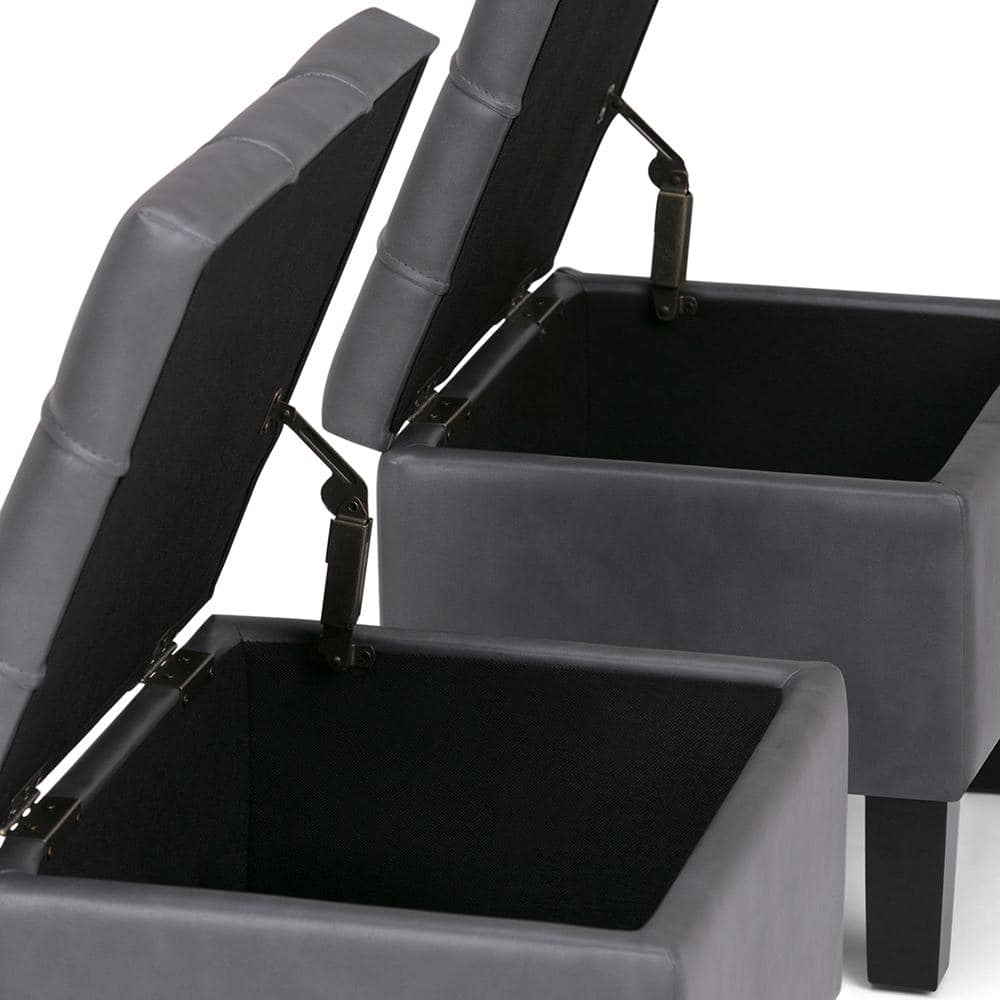 Stone Gray Contemporary Tufted 3-Piece Ottoman Set