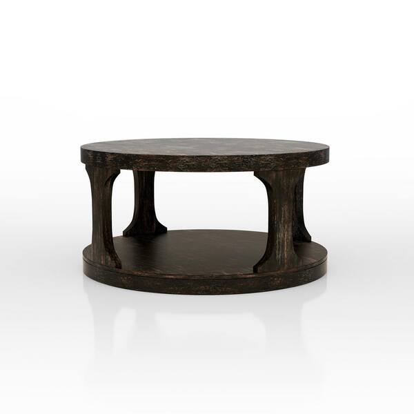 Furniture of America Medrum 36 in. Antique Black Square Solid Wood Coffee Table with Storage