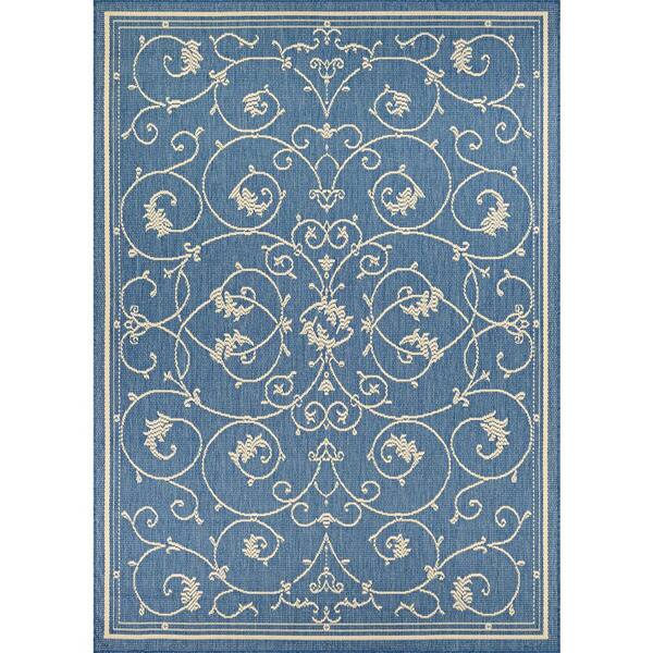 Couristan Recife Veranda Champagne-Blue 5 ft. 10 in. x 9 ft. 2 in. Indoor/Outdoor Area Rug