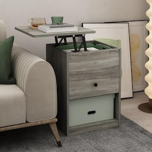 Jensen Grey Oak 1-Drawer 17.72 in. W Nightstand Lift-Top with Drawer
