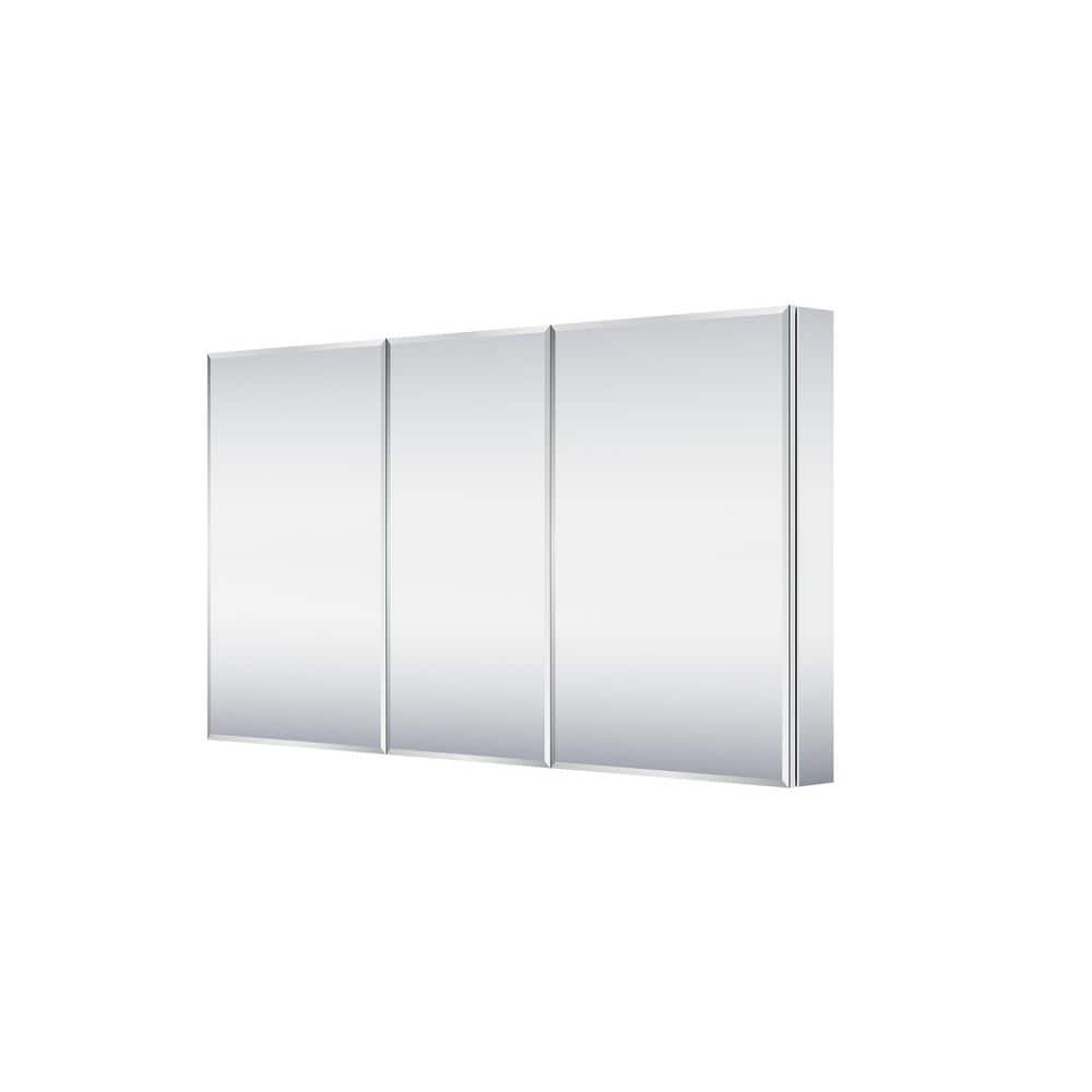 BEV 56 in. W x 30 in. H Rectangular Aluminum Tri-View Modular Medicine Cabinet with Beveled-Edge Mirror, BLUM Soft-Close price history on PriceWatchPro