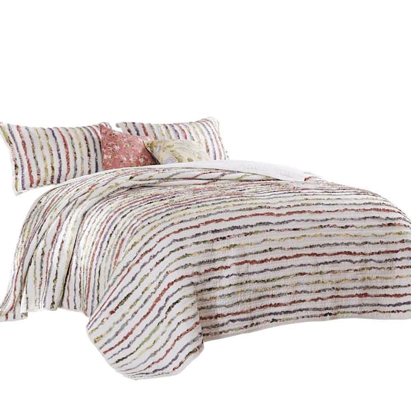 Benjara 5-Piece Multicolor Solid King Size Microfiber Quilt Set
