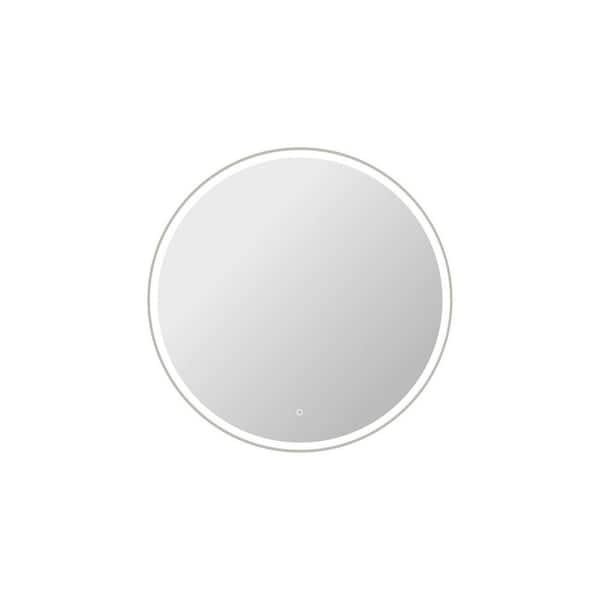 42 in. W x 42 in. H Round Framed LED Wall Mirror in Silver