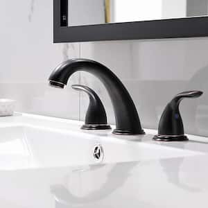 2 Handle 8 in. Oil Rubbed Bronze Widespread Bathroom Faucet with Pop Up Drain and Valve