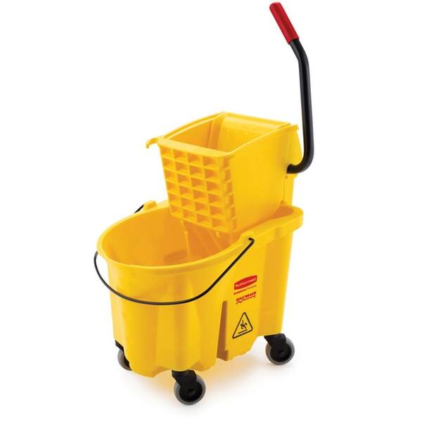 Rubbermaid Commercial Products WaveBrake 15.6 in. x 18.6 in. 26 Qt. Mop Bucket and Side-Press Wringer Combo