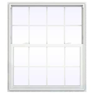 41.5 in. x 41.5 in. V-2500 Series White Vinyl Single Hung Window with Colonial Grids/Grilles