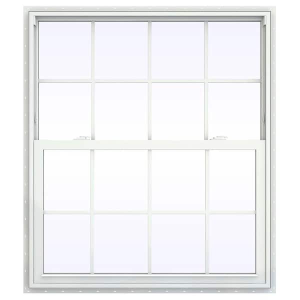 JELD-WEN 41.5 in. x 41.5 in. V-2500 Series White Vinyl Single Hung Window with Colonial Grids/Grilles