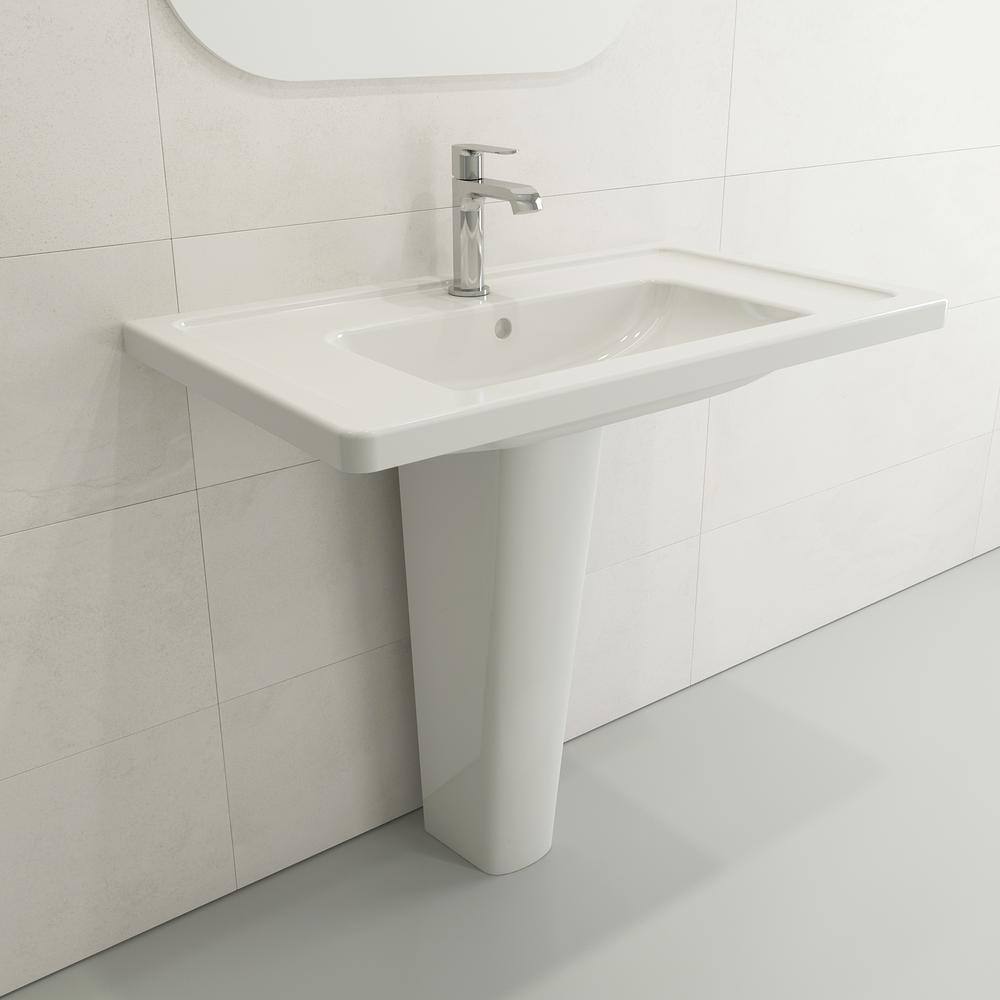 Taormina White Fireclay Pedestal Base for Bathroom Sink