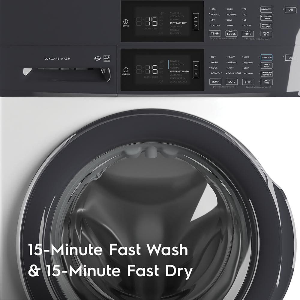 White Gas Stacked Washer and Dryer Set with Energy Star