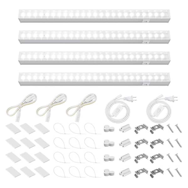 5000K Full Spectrum Grow Lights for Plants, 1ft. LED Growing Lamp and Light Strip for Seed Starting, White (4-Pack)