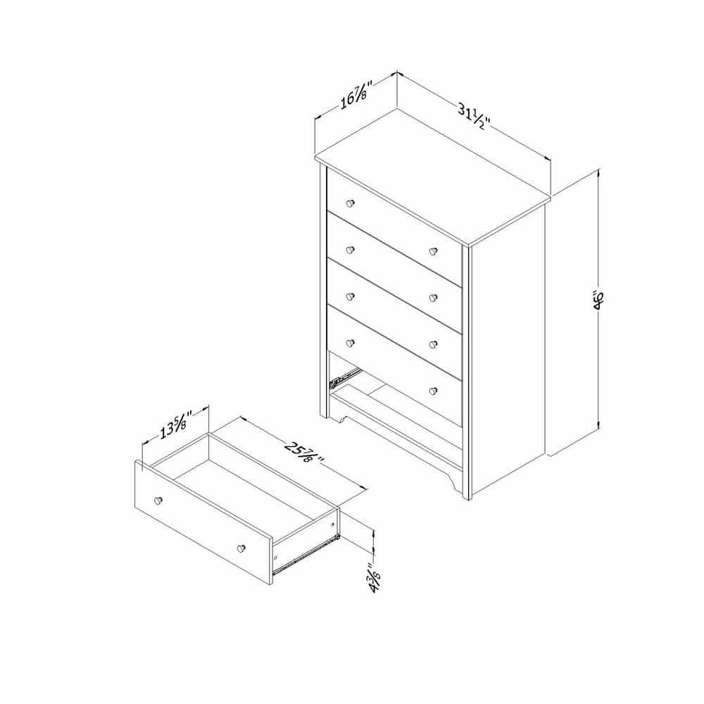 Modern Vertical 5-Drawer Chest in Rich Brown with Soft Close