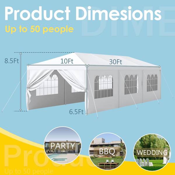 Tozey 10 ft. x 30 ft. White Outdoor Gazebo Wedding Party Tozey 10 ft. x 30 ft. White Outdoor Gazebo Wedding Party