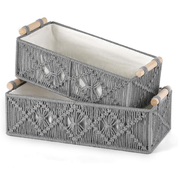 Unbranded Gray 13.5 in. x 4 in. Jute Decorative Basket Set of 2