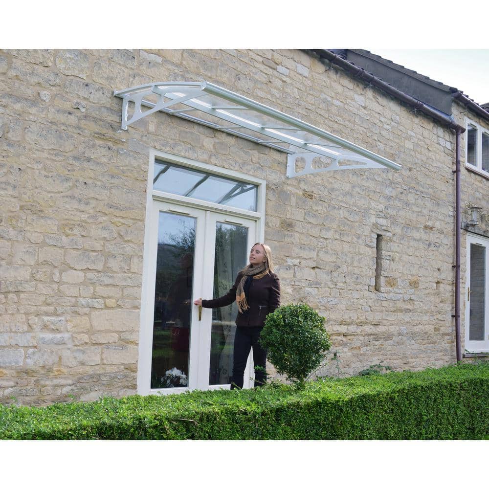 White Polycarbonate and Steel Door and Window Awning