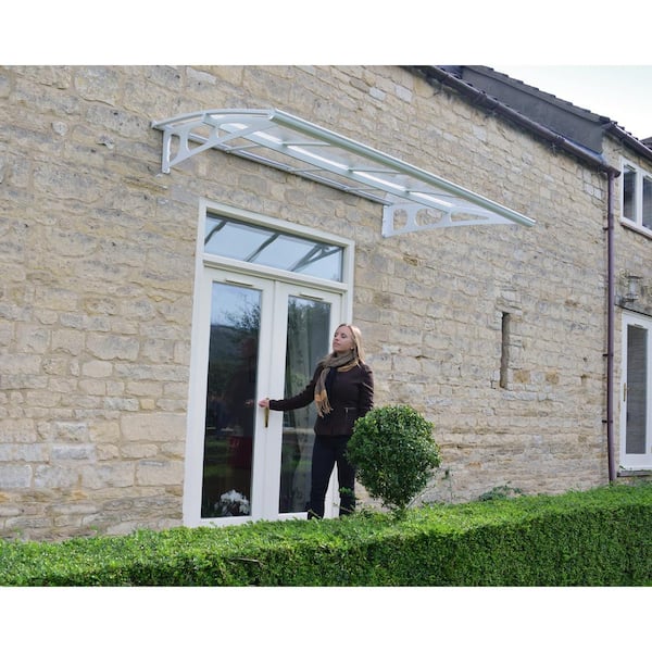 Bordeaux 5 ft. x 7 ft. White/Clear Door and Window Fixed Awning