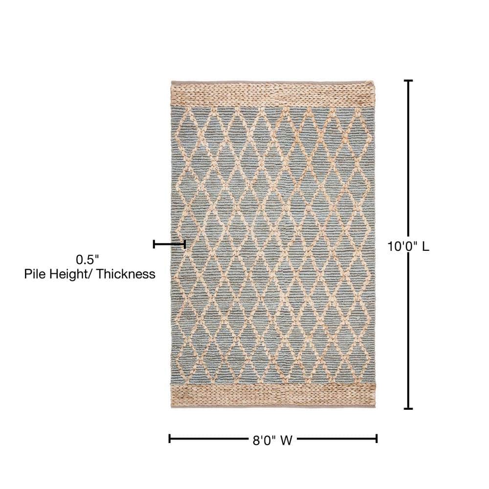 Coastal Charm Light Blue Hand-Knotted Geometric 8' x 10' Rug