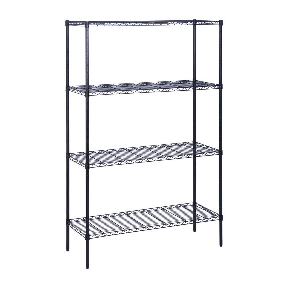Black Heavy Duty 4-Tier Steel Shelving Unit (48 in. W x 72 in. H x 18 in. D