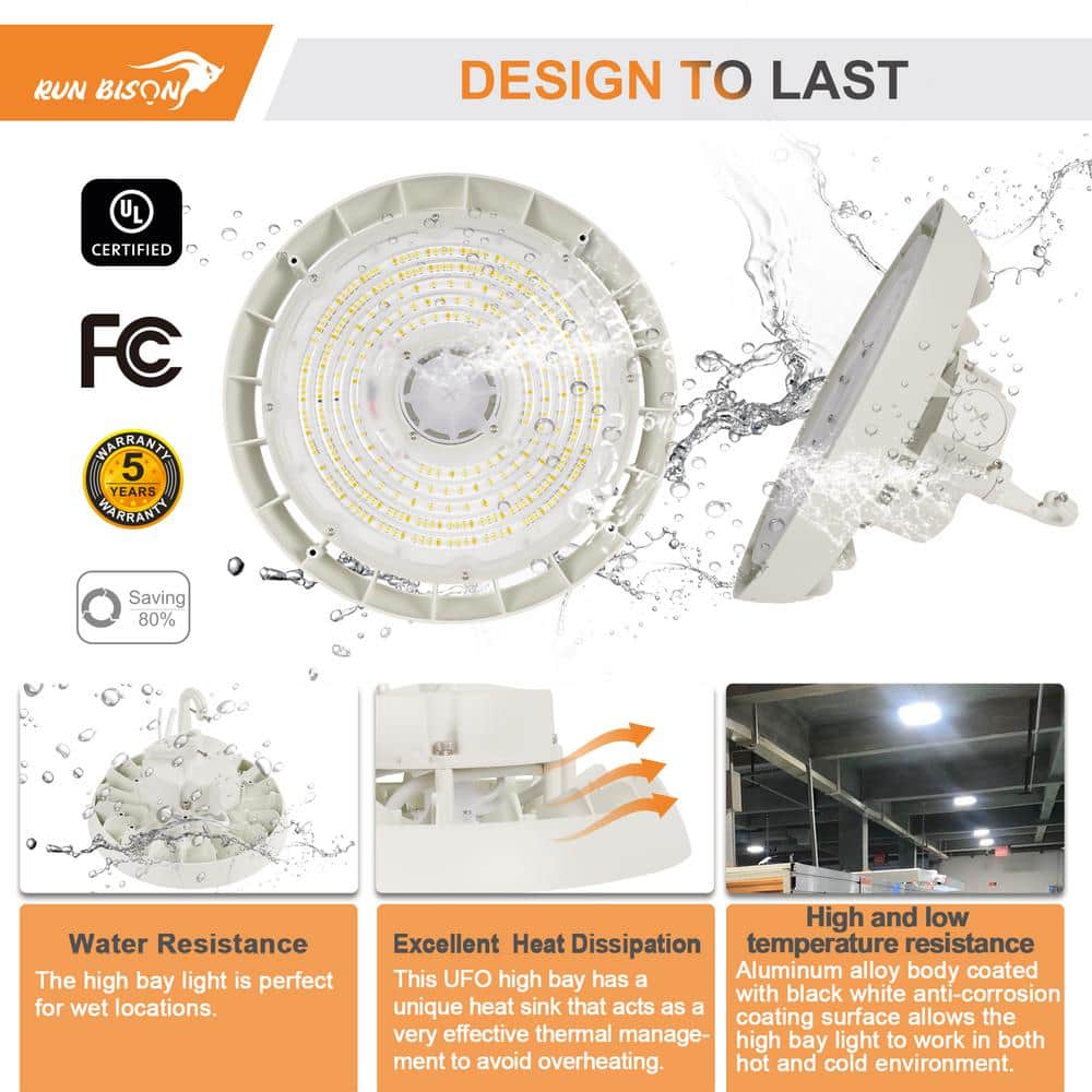 White Aluminum UFO LED High Bay Ceiling Light