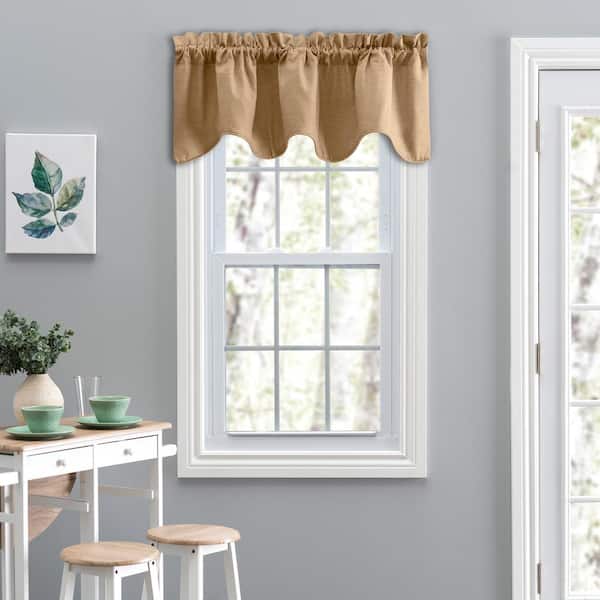 Ellis Curtain Lisa Solid 15 in L. Polyester/Cotton Lined Scallop Valance in Tan