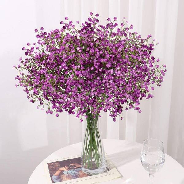 20.5 in. Purple Indoor/Outdoor Artificial Gypsophila Flower, 15