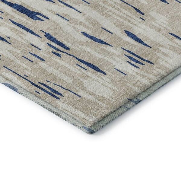 Mayfield Premium Machine Washable Abstract AMF945 Navy 2 ft. 3 in. x 7 ft. 6 in. Runner Rug