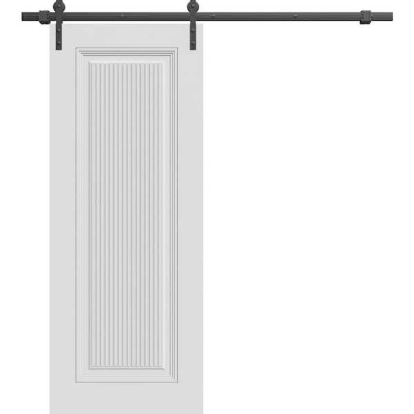 7888 36 in. x 80 in. Sold Core White Enamel Color Wood Sliding Barn Door with Hardware Kit