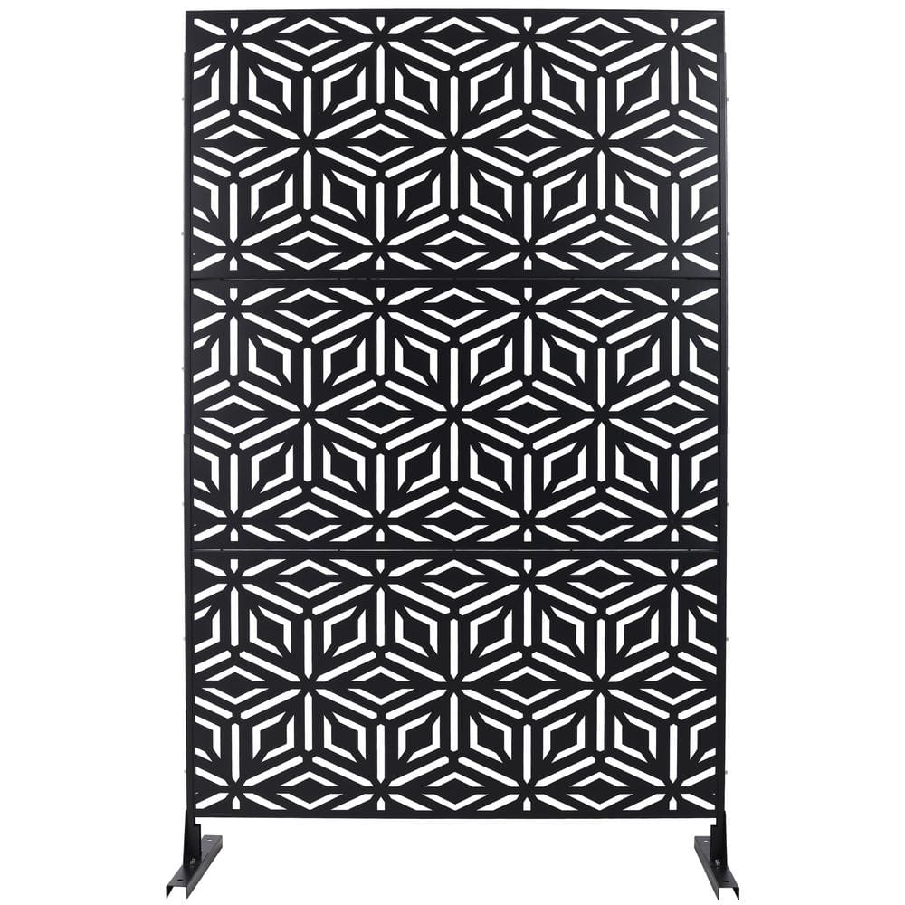 "48"" W x 76"" H Black Steel Freestanding Privacy Fence Screen for Outside Lawn Garden" price history on PriceWatchPro