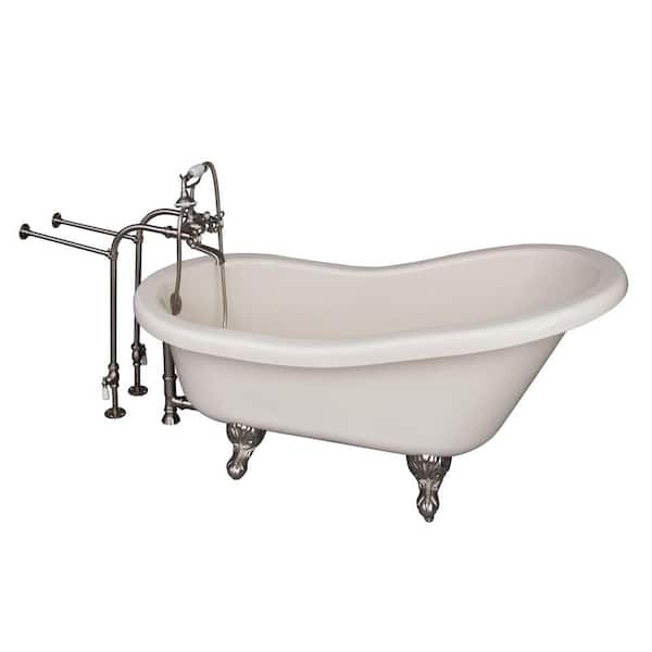 Barclay Products 5 ft. Acrylic Ball and Claw Feet Slipper Tub in Bisque with Brushed Nickel Accessories