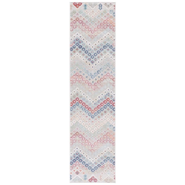 Cabana Rust/Blue/Ivory 2 ft. x 9 ft. High-Low Zig-Zag Indoor/Outdoor Runner Rug