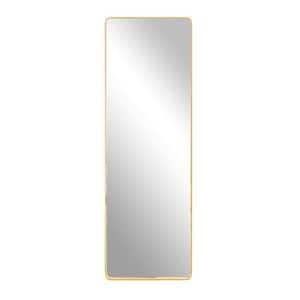 22 in. W x 65 in. H Square Rounded Corners Full Length Rectangular Metal Framed Wall Bathroom Vanity Mirror in Gold