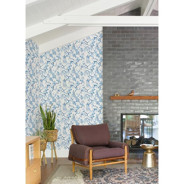 A-Street Prints Serena Blue Chinoiserie Matte Non Woven A-Street Prints Serena Blue Chinoiserie Matte Non Woven