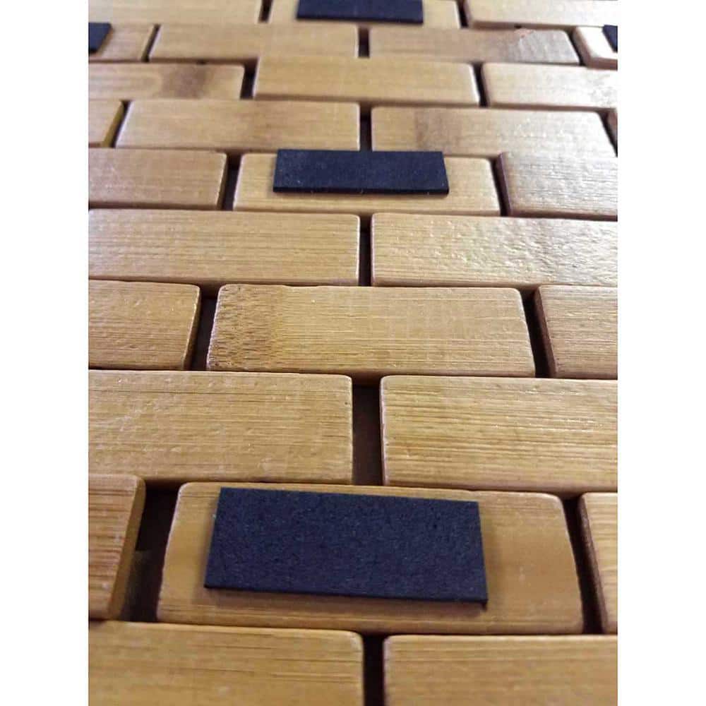 Evideco Medium Brown Bamboo Non-Slip Entrance Rug
