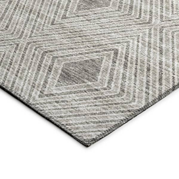 Yuma Beige 3 ft. x 5 ft. Geometric Indoor/Outdoor Washable Area Rug